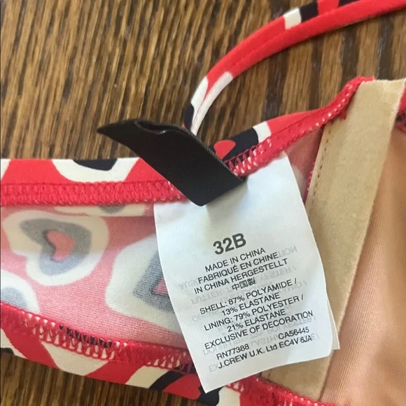 J. Crew Heart Print Bikini Top, 32B - Picture 4 of 4